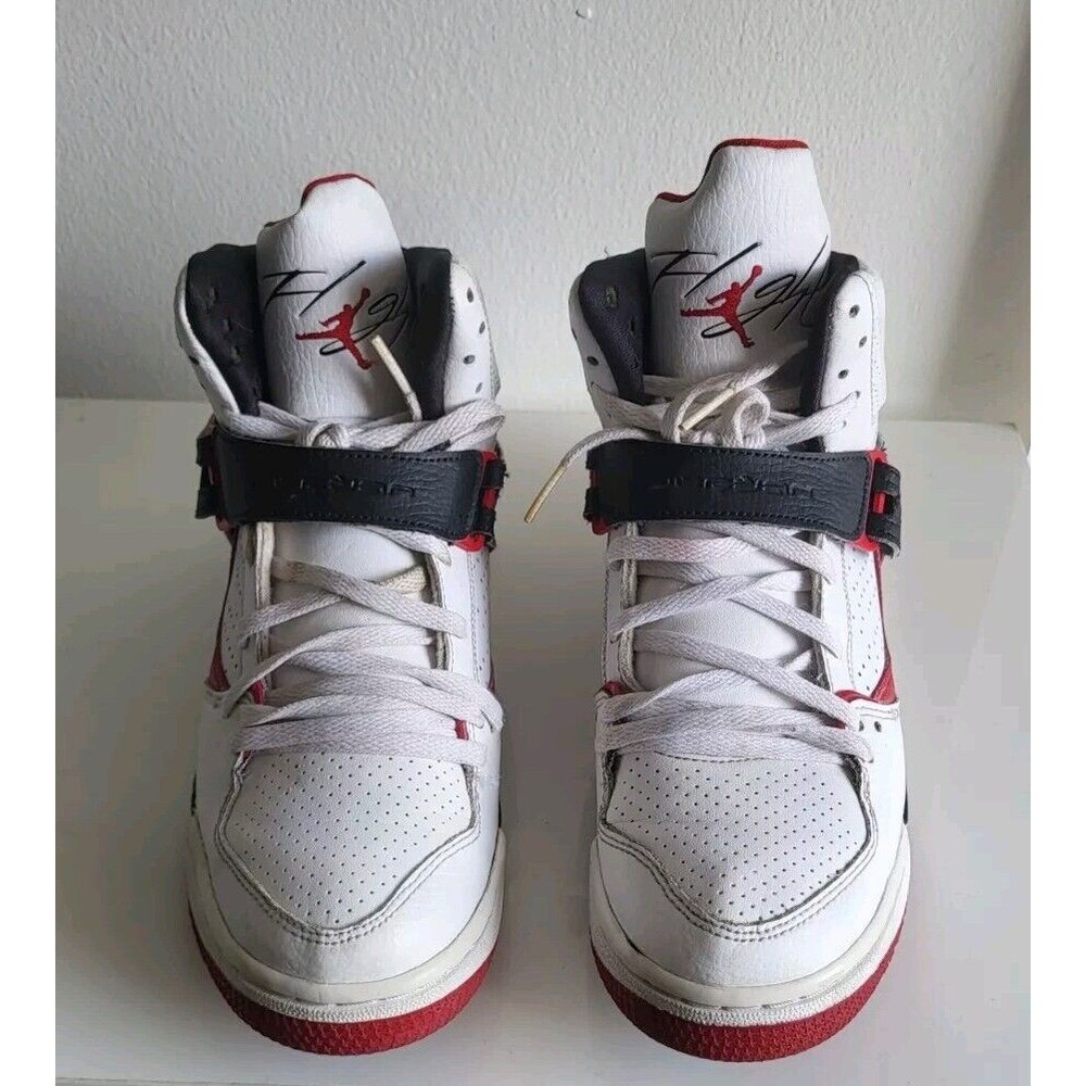 Jordan Flight 45 High White Versity Red Lace- Up Boy's Sneakers Size 6.5Y